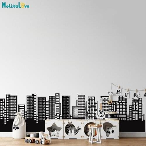 Large Doodled City Skyline Wall Stickers Vinyl Decals Kids Boys Nursery Decor Unique Gift Add Fun Murals For Baby YT5783