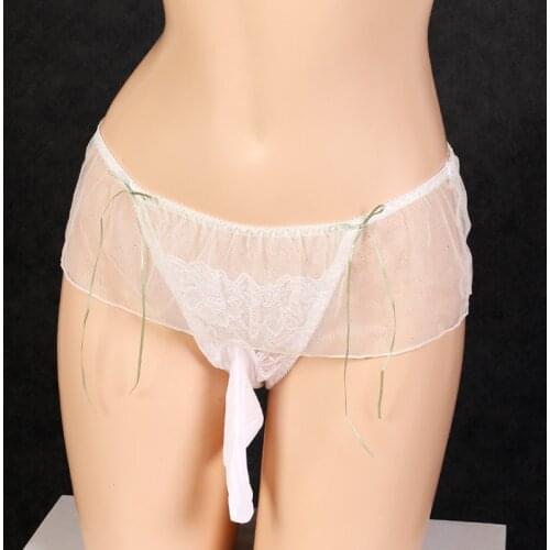 Brand Hot Mesh Transparent Underwear Mens Sexy Lace Strings Gay Transsexuals Lingerie Breifs Panties