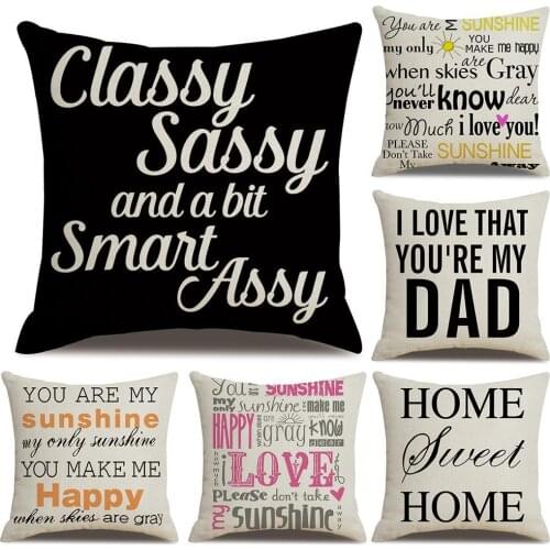 Sweet Home Sunshine Love Linen Pillow Case Cushion Cover Sofa Bed Car Cafe Decor