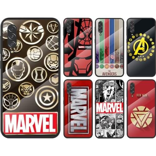 Marvel Logo Fashion For Samsung Galaxy A91 A81 A72 A71 A52 A51 A41 A31 A21S A11 A01 Tempered Glass Cover Phone Case