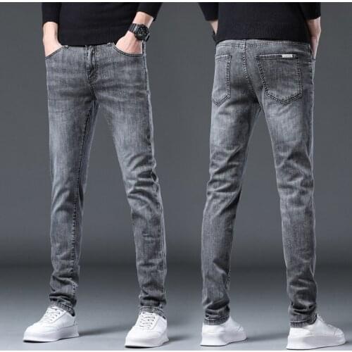 Brand Men Jeans Slim Fit Skinny Gray Black Stretch Denim Pants Casual Designer Mens Clothes Trousers High Quality Jeans for Men