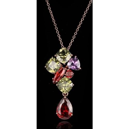 Emmaya Free Shipping Lady Pendant Necklace Wholesale Colorful Zircon Fashion Chain Necklaces for Women Party Wedding Jewelry