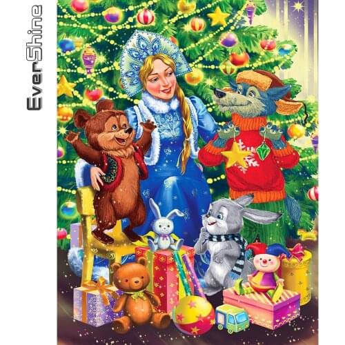 Evershine 5D DIY Diamond Embroidery Rabbit Animal Cross Stitch Diamond Painting Woman Picture Rhinestones Mosaic Christmas Gifts