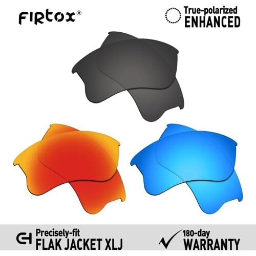 Firtox True UV400 Polarized Lenses Replacement for-Oakley Flak Jacket XLJ Sunglasses (Compatiable Lens Only) - Black+Red+Blue