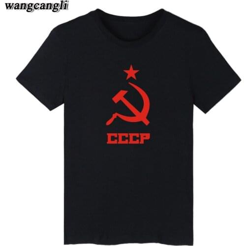 CCCP Russian T shirt Men USSR Soviet Union Man Short sleeve T-shirt Moscow Russia Mens Tee shirt Cotton O Neck Tops Tshirt