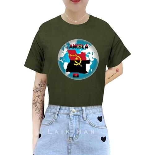ANGOLA MAP FLAG Womens T-shirt Cartoon Print T-shirt Ladies Summer Fashion Tee Female New Cute Harajuku Top Tee Female Clothes