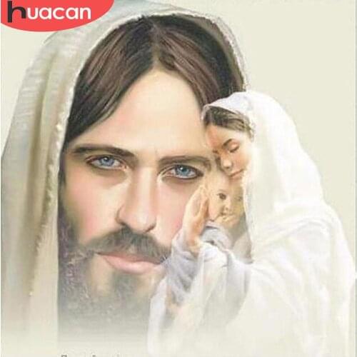 HUACAN 5D DIY Diamond Painting Jesus Home Decoration Full Drill Round Handcraft Art Kit Embroidery Rhinestone Picture Lover Gift