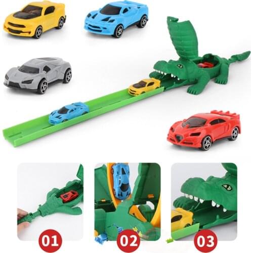 Crocodile Ejection Inertial Car 360 Degree Rotating Puzzle Track Launcher Toy G2AE