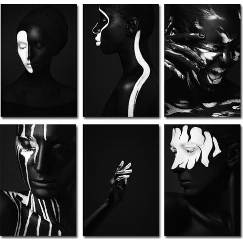 Black Women Oil Paintings On Canvas Posters and Prints Modern Makeup Girl Wall Art Decorative Pictures for Living Room Decor