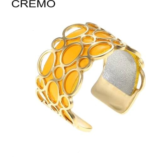 Cremo Bubble Stainless Steel Free Size Rings for Couple Wedding Gifts Adjustable Leather Ring Bague Femme Ring Jewelry