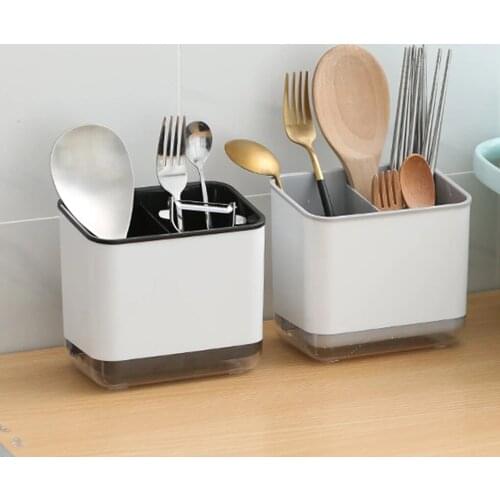 Multifunctional Chopstick Spoon Storage Holder Plastic Drainer Drain Double Layer Cutlery Knife Fork Drain Racks Kitchen Tools