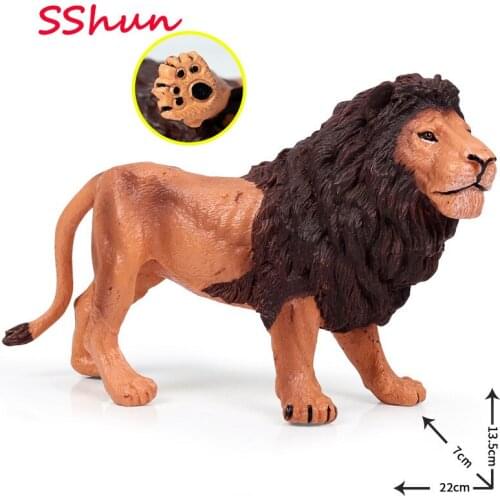 22*7*13.5CM Solid Simulation Wild Animal Model Zoo Lion Large Male Lion African Lion Childrens Toy