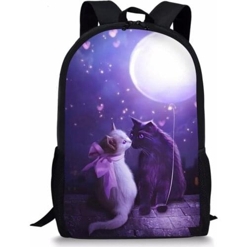 Fashion Childrens School Backpack Fantasy Cats Design Pattern Kids School Book Bags Kawaii Animal Girls School Bags