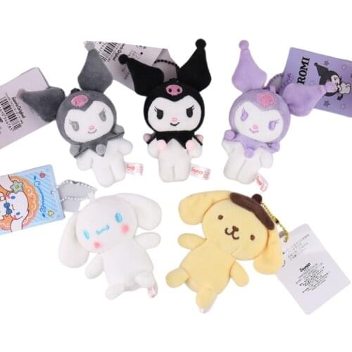 9cm Cartoon Plush Toy Kuromi Melody Cinnamorol Purin Dog Anime Kawaii Soft Plush Doll Pendant Bag Decoration Girl Gift Kids Toys