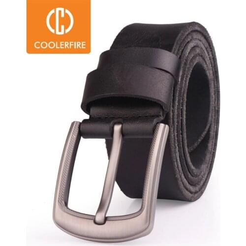 Men Top Full Grain 100% Cowhide Genuine Leather Belt With High Quality Zinc Alloy Buckle Bekts For Men TN001
