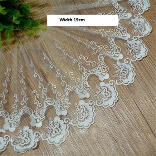 Soft 19cm wide Vintage Cotton Embroidery Lace Trim Lace Fabric Width 19cm 5Yds/lot