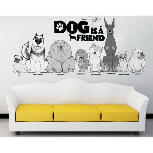 Wall Decal Quote Dog is a friend PVC Sticker Pet Shop Decor Decorative living Room Kids Baby Nursery Bedroom Stickers Poster Art