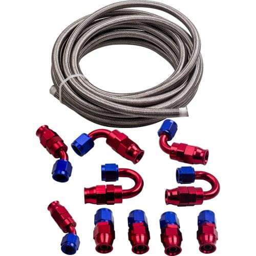 20FT/6M AN-6 AN6 Stainless Steel PTFE Fuel Line Fitting Hose End Swivel Kit