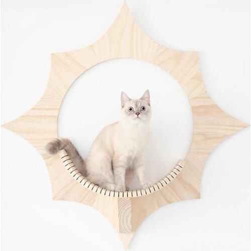 DIY Wall Mounted Solid Wood Cat Jumping Platform Cat Climbing Frame Cat Tree Wall Pet Furniture Disassemble Kitten Springboard