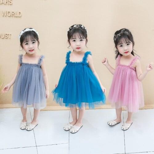 2020 New Fashion Summer Dressed Baby Girl Clothes 2pcs Set SolidTutu+floral Headhand Princess Dress Cute Lovely Cotton 0-5Ykids