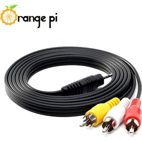 Orange Pi 70CM/2FT 3.5MM Jack to 3 RCA Male Plug Adapter Audio Converter Video AV Cable