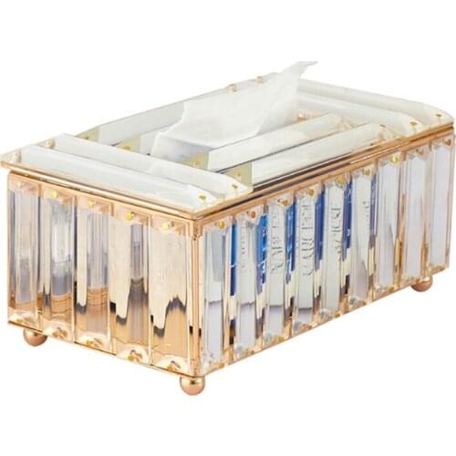 Rectangular Crystal Tissue Box Tissue Holder for Home Bathroom Living Dining Roo 203F