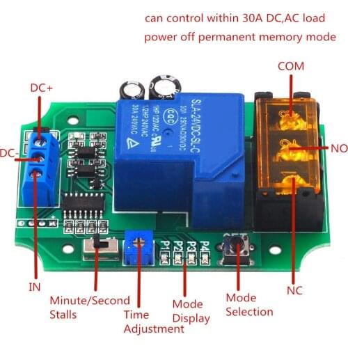 24V High Power Relay Module Self-locking Delay Power Off Switch On and Off One Button Start and Stop Switch Board