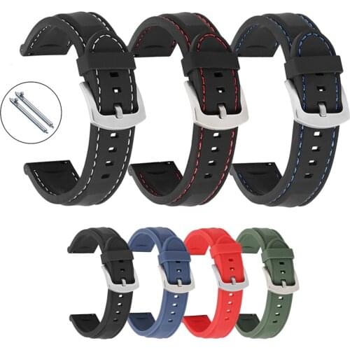18mm 20mm 22mm 24mm Sport Silicone Watch Strap Men Women Waterproof Quick Release Wrist Band Bracelet Stainless Steel Buckle