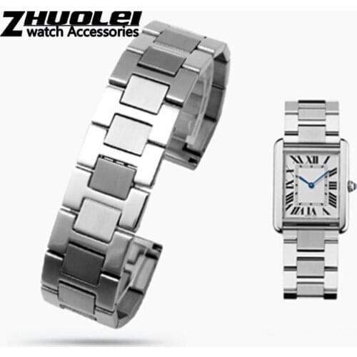 Luxurious 316L Stainless Steel bracelet For TANK solo wristband high quality brand watchband 16mm 17.5mm 20mm 23mm silver color