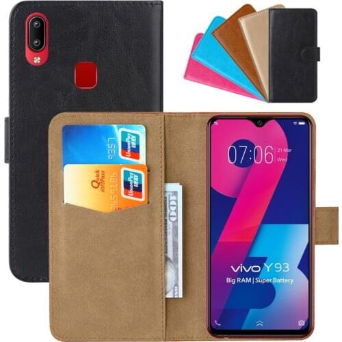 Luxury Wallet Case For Vivo Y93 (Thailand) PU Leather Retro Flip Cover Magnetic Fashion Cases Strap