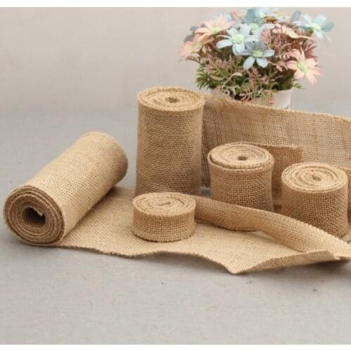 5M Christmas Jute Ribbon Burlap Fabric Wired Ribbon Linen Type Cloth for Arts Crafts Homemade DIY Projects, Event Decorations