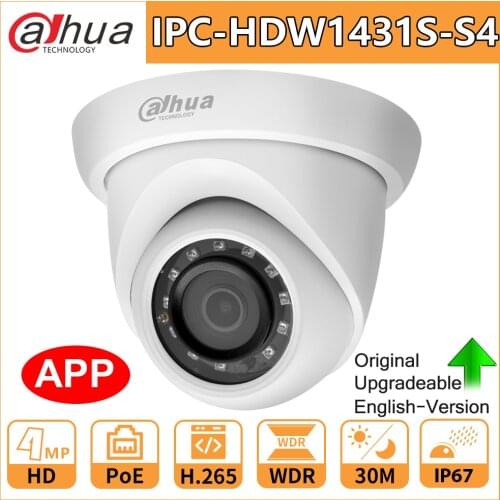 Dahua Original HD 4MP Network IP Camera IPC-HDW1431S-S4 Security PoE IR 30M Night Vision H.265 IP67 WDR 3D DNR BLC Home Indoor