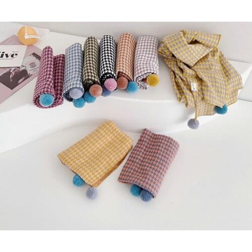 Autumn Winter Cotton Linen Plaid Kids Scarf Korean Soft Thin Scarves for Girls Boys Children Accessories Wholesale Dropshipping