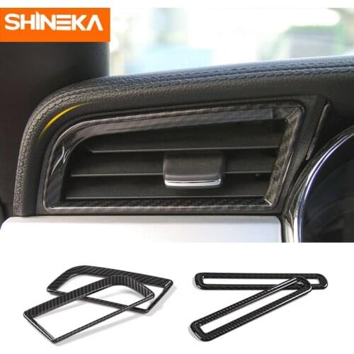 SHINEKA Interior Moulding Carbon Fiber AC outlet for Ford Mustang Air Conditioner Outlet Door AC 2015 2016 2017 Auto Accessories