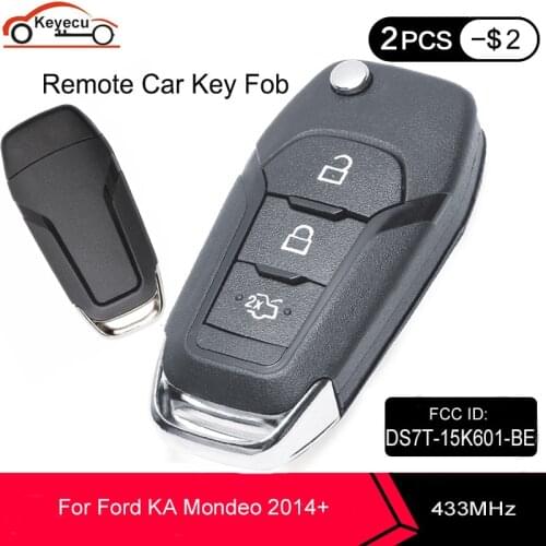 KEYECU Folding Remote Key Fob 3 Button 433MHz ID49 Chip for for Ford KA Mondeo 2014+ FCC: DS7T-15K601-BE P/N: 1892737