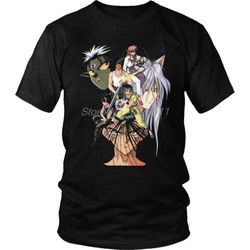 Yu Vintage Hakusho T Shirt Men Short Sleeve Cotton T-shirt Anime Manga Yusuke Urameshi Kurama Hiei Tee Harajuku Tshirts Gift