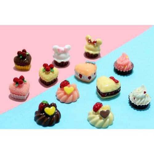 10 pcs Mini Cake Desert Resin Bread Breakfast Food For Mininature Home Decoration