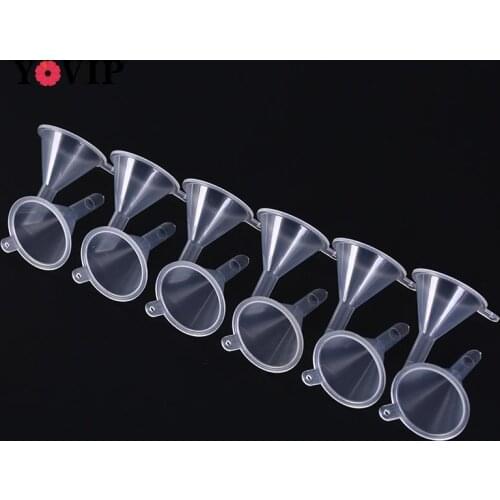 12pcs Plastic PP Mini Funnels Packaging Travel Tools Small Clear for Empty Bottle Filling Perfumes Essential Oils Aromatherapy