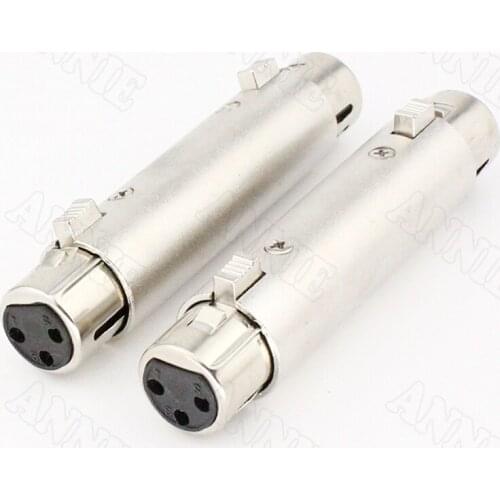 30pcs/lot KK Double Pass 3 Pin Female To Female Socket 3 Core XLR Conventer Adapter Microphone Straight Pin Jack