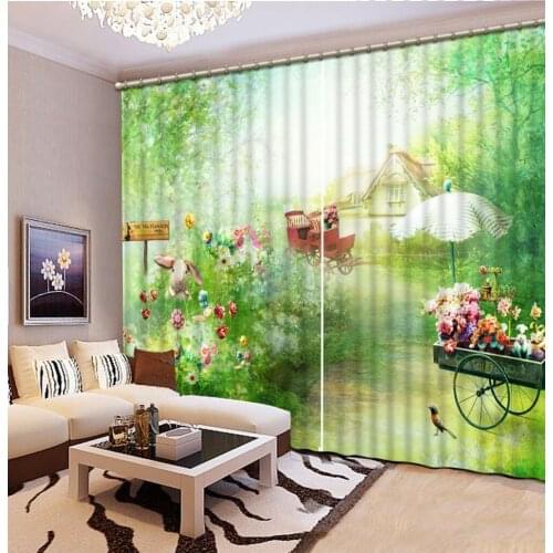 3d Curtains Blackout for Living Room Kids Bedroom Fabric green curtains