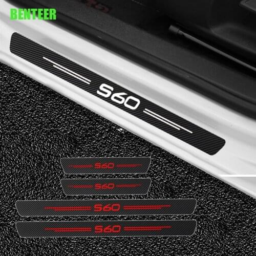 4pcs Carbon Fiber Car Door Sticker For Volvo S60 Auto Accessories