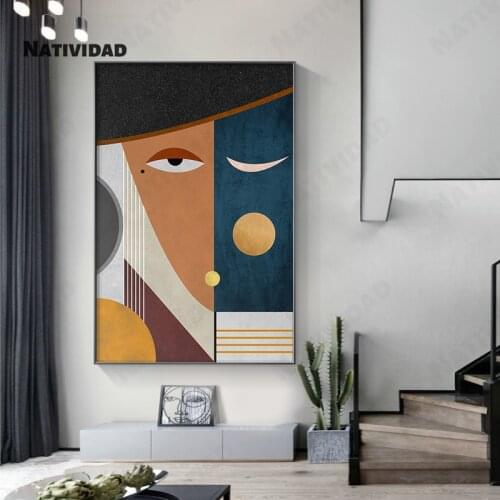 Abstract Art Half Face Color Painting Waterproof Ink Painting Modernism Realistic Style Malaysian Style Oil Painting