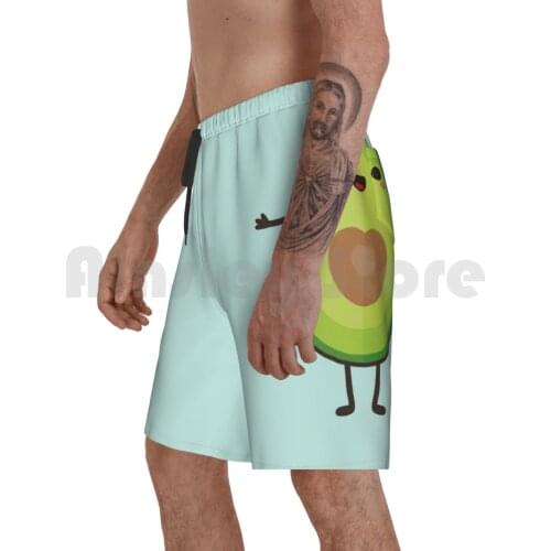 Avo-Cuddle ? Beach Shorts Men Beach Pants Swimwear Digistickie Daisy Beatrice Avocado Avo Green Heart Love Cuddle