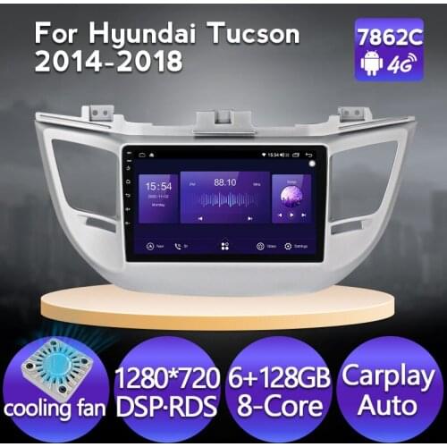6G 128G Fan Android 11 BT Car Radio Video Multimedia Player Navigation GPS For Hyundai IX35 Tucson 3 2015 2016-2018 2 DIN No dvd