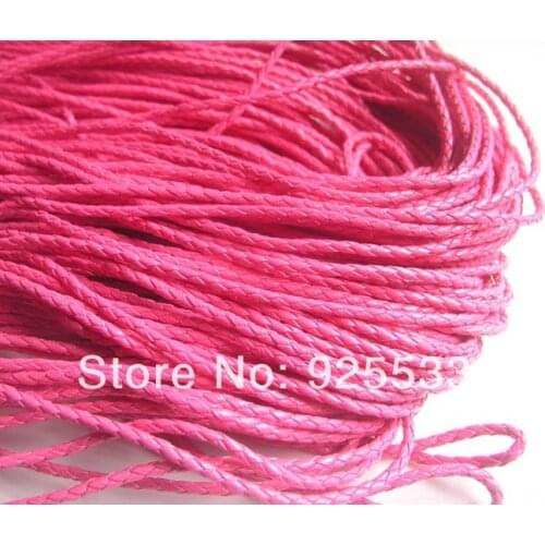 Free shipping 20m hot pink braid PU leather Beading Cord 3mm dia. Beading Wire Handcraft Accessories for bracelet and necklace
