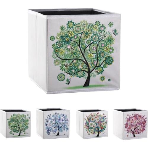 DIY Diamond Painting Storage Box Tree Pattern Organizer Bin Sundries Container Home Decor For Storing Pens, Brushes