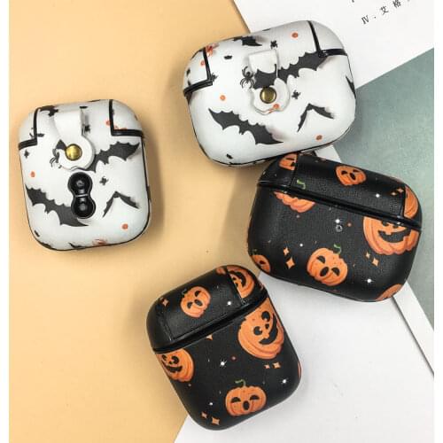 Halloween Pumpkin Leather PU Earphone Cases For Apple Airpods Pro Wirless Bluetooth Headphone For Airpods 1 2 3 Protective Cover
