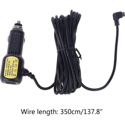 Dual Mini USB Ports Dash Cam Car Cigarette Adapter Lighter Power Cable Charger