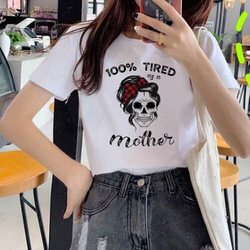 Funny Short Sleeve Tshirt Female Clothes Summer Camo Skull T-shirt Women Harajuku Sunflower Bandana Printed Mom T shirt