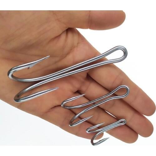 Sea Fishing Hooks Double Hook #28-#20 Heavy-duty Stainless Steel Frog Hook Accessories for Trolling Lures Tuna Carp Fishing